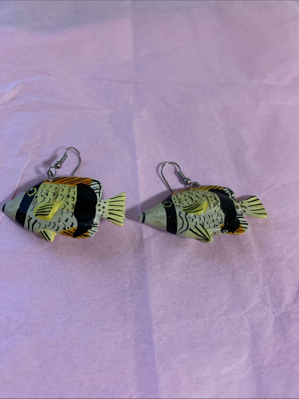 Hand-Painted Yellow Fish Earrings for Pets Fish Lovers